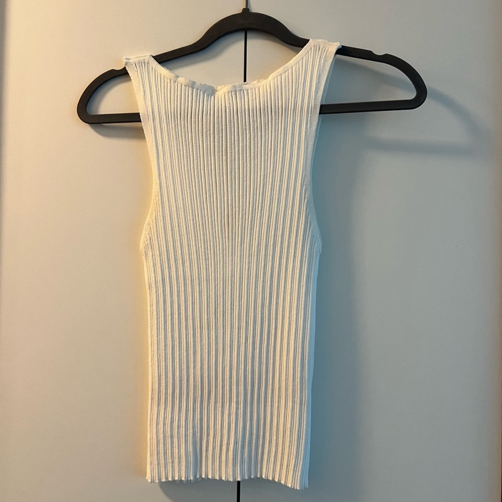 NA-KD ribbed white sleeveless blouse